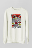 Ultraman Baskılı Unisex Beyaz Sweatshirt