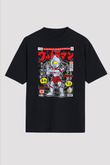 Ultraman Baskılı Unisex Siyah Oversize Tişört