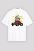 Ultraman Hotrod Baskılı Unisex Beyaz Oversize Tişört