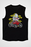 Ultraman Hotrod Baskılı Unisex Siyah Kolsuz Tişört