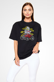 Ultraman Hotrod Baskılı Unisex Siyah Oversize Tişört
