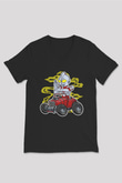Ultraman Hotrod Baskılı Unisex Siyah V Yaka Tişört