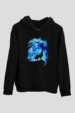 Uluyan Kurt Temalı Siyah  Unisex Hoodie