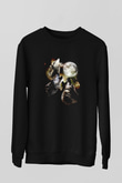 Uluyan Kurtlar Baskılı Unisex Siyah  Sweatshirt