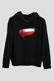 Umman - Oman Bayrağı Baskılı Unisex Siyah Kapüşonlu Sweatshirt