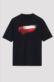 Umman - Oman Bayrağı Baskılı Unisex Siyah Oversize Tişört