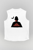 Uncle Acid Baskılı Beyaz Unisex Kolsuz Tişört - Tshirt