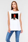 Uncle Acid Baskılı Beyaz Unisex Kolsuz Tişört - Tshirt