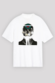 Uncle Acid Baskılı Beyaz Unisex Oversize Tişört - Tshirt