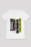 Uncle Acid Baskılı Beyaz Unisex V Yaka Tişört - Tshirt
