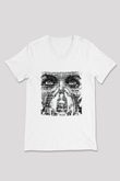 Underoath Baskılı Beyaz Unisex V Yaka Tişört - Tshirt