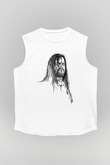 Undertaker Baskılı Beyaz Unisex Kolsuz Tişört - Tshirt