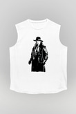 Undertaker Baskılı Beyaz Unisex Kolsuz Tişört - Tshirt