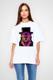 Undertaker Baskılı Beyaz Unisex Oversize Tişört - Tshirt