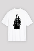 Undertaker Baskılı Beyaz Unisex Oversize Tişört - Tshirt
