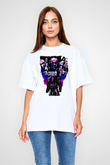 Undertaker Baskılı Beyaz Unisex Oversize Tişört - Tshirt