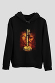 Unisex 1408 Baskılı Siyah Kapüşonlu Sweatshirt