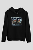 Unisex 1917 Baskılı Siyah Kapüşonlu Sweatshirt