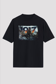 Unisex 1917 Baskılı Siyah Oversize Tshirt