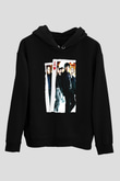 Unisex 21 Baskılı Siyah Kapüşonlu Sweatshirt