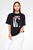 Unisex 21 Baskılı Siyah Oversize Tişört