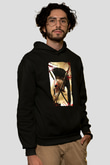 Unisex 300 Baskılı Siyah Kapüşonlu Sweatshirt