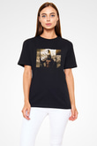 Unisex 300 Spartalı Baskılı Siyah T-shirt