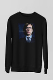 Unisex Adam Driver Baskılı Siyah Sweatshirt