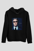 Unisex Al Pacino Baskılı Siyah Kapüşonlu Sweatshirt