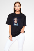 Unisex Al Pacino Baskılı Siyah Oversize T-shirt