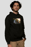 Unisex Alis Harikalar Diyarında Baskılı Siyah Kapüşonlu Sweatshirt