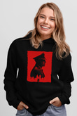 Unisex Anthropoid Baskılı Siyah Kapüşonlu Sweatshirt