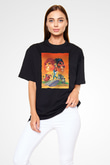 Unisex Aslan Kral (The Lion King) Baskılı Siyah Oversize Tshirt
