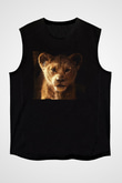 Unisex Aslan Kral (The Lion King) Baskılı Siyah Kolsuz T-shirt