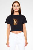 Unisex Aslan Kral (The Lion King) Baskılı Siyah Crop Top T-shirt