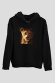 Unisex Aslan Kral (The Lion King) Baskılı Siyah Kapüşonlu Sweatshirt