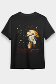 Unisex Ateşböceklerinin Mezarı (Grave of the Fireflies) Baskılı Siyah T-shirt