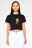 Unisex Ateşböceklerinin Mezarı (Grave of the Fireflies) Baskılı Siyah Crop Top T-shirt