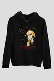 Unisex Ateşböceklerinin Mezarı (Grave of the Fireflies) Baskılı Siyah Kapüşonlu Sweatshirt