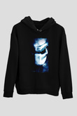 Unisex Av (Predator) Baskılı Siyah Kapüşonlu Sweatshirt