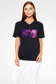 Unisex Avengers Sonsuzluk Savaşı Baskılı Siyah V Yaka Tshirt