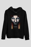 Unisex Ayin (The Rite) Baskılı Siyah Kapüşonlu Sweatshirt