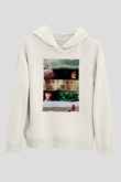 Unisex Babel - Babil Baskılı Beyaz Kapüşonlu Sweatshirt