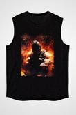 Unisex Bane Baskılı Siyah Kolsuz T-shirt