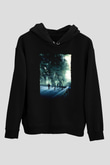 Unisex Başlangıç (Inception) Baskılı Siyah Kapüşonlu Sweatshirt