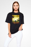 Unisex Ben Efsaneyim (I Am Legend) Baskılı Siyah Oversize Tshirt