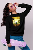 Unisex Ben Efsaneyim (I Am Legend) Baskılı Siyah Sweatshirt