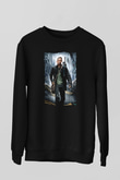 Unisex Ben Efsaneyim (I Am Legend) Baskılı Siyah Sweatshirt