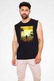 Unisex Ben Efsaneyim (I Am Legend) Baskılı Siyah Kolsuz Tshirt