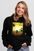 Unisex Ben Efsaneyim (I Am Legend) Baskılı Siyah Kapüşonlu Sweatshirt